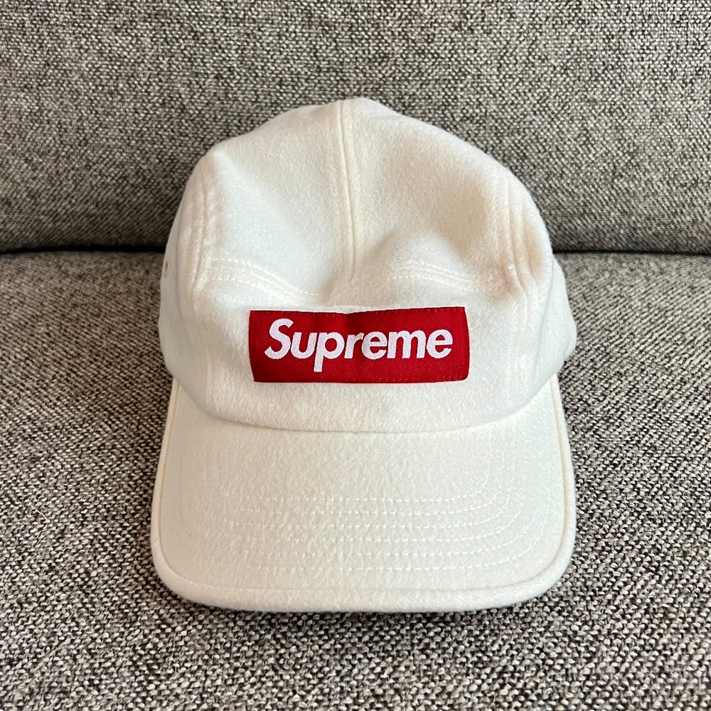 Deadstock Supreme  x Loro Piana Wool Camp Cap Adjustable White Box Logo FW21